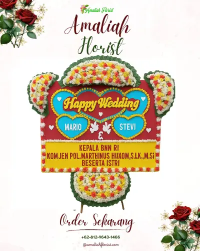 Karangan Papan Bunga Pernikahan di Ranupakis